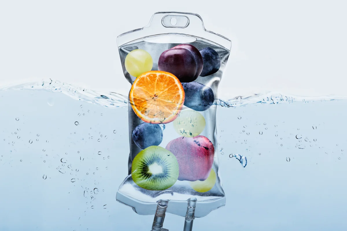 Vitamin infusion water with fresh fruit for wellness and hydration